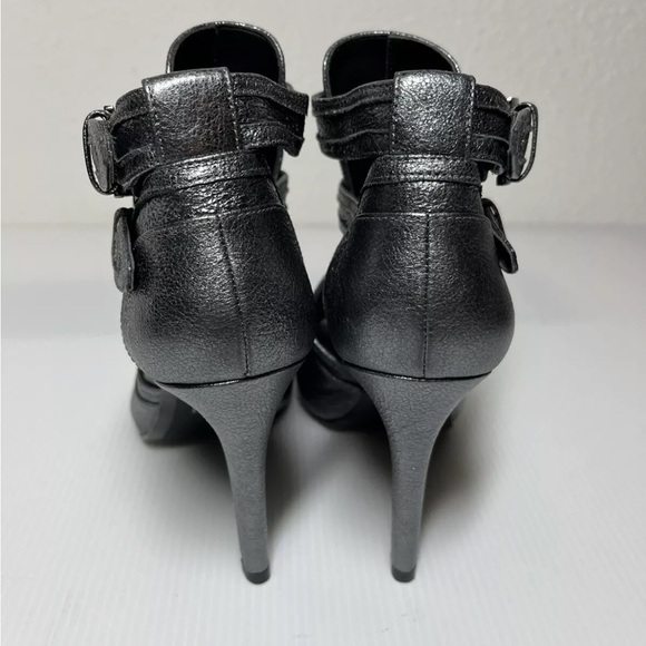 MICHAEL KORS BLAZE METALIC LEATHER OPEN TOE PEN HEELS IN SIZE 9.5 M - Picture 7 of 10